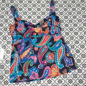 Liz Claiborne tankini top only paisley size 14 adjustable straps
